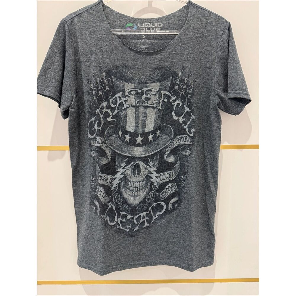 Liquid Blue Grateful Dead Gray White Charcoal Vintage Band  Tee Small